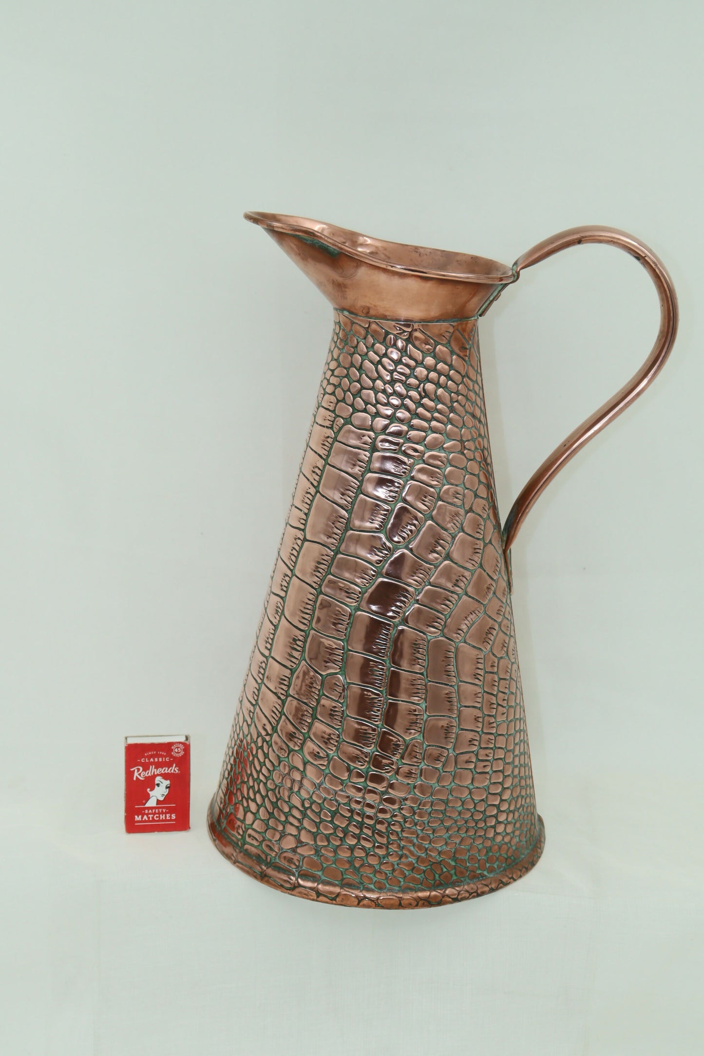Copper crocodile skin jug by Sankey and Sons