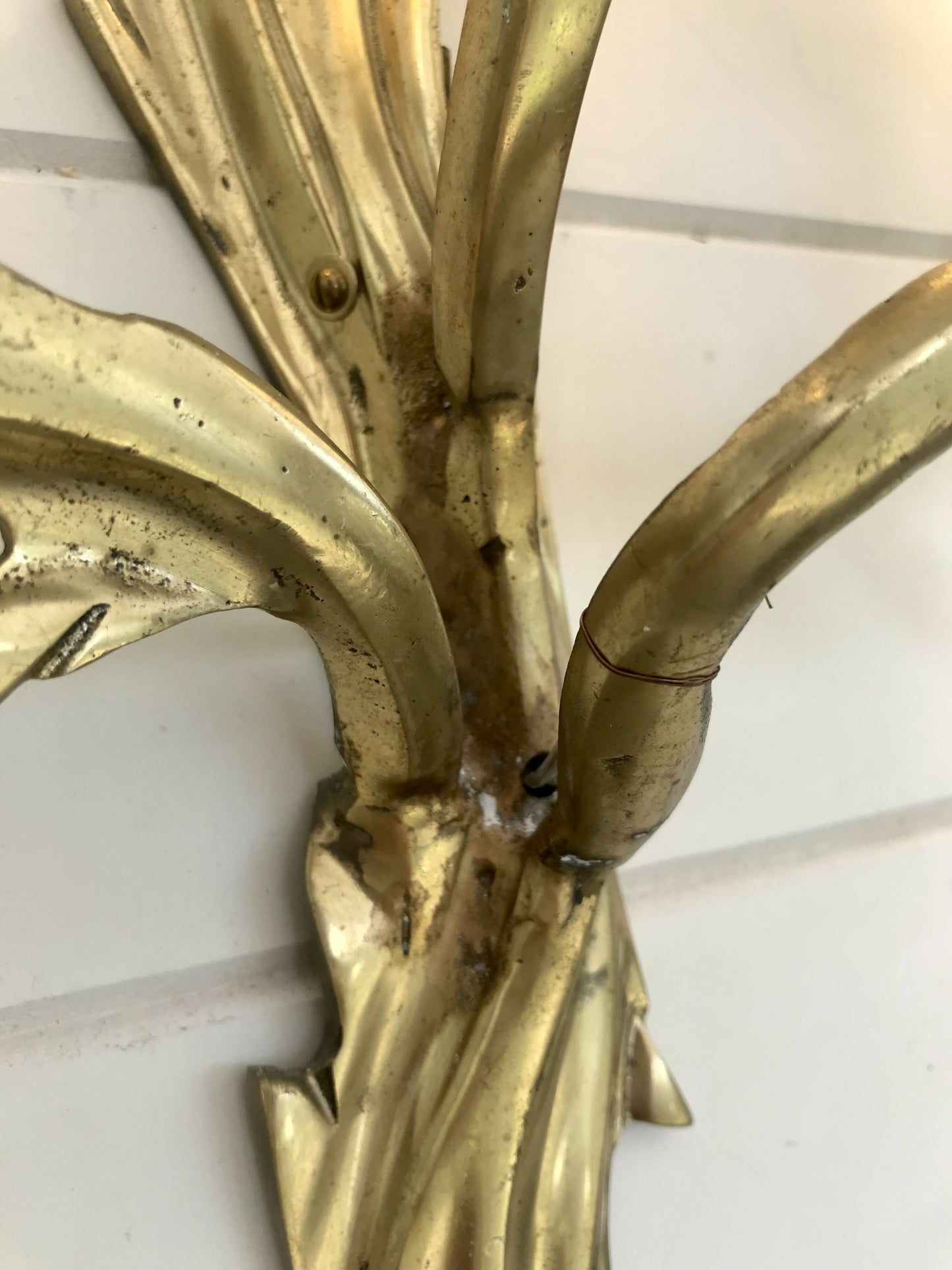 Pair of solid brass rococo wall sconces