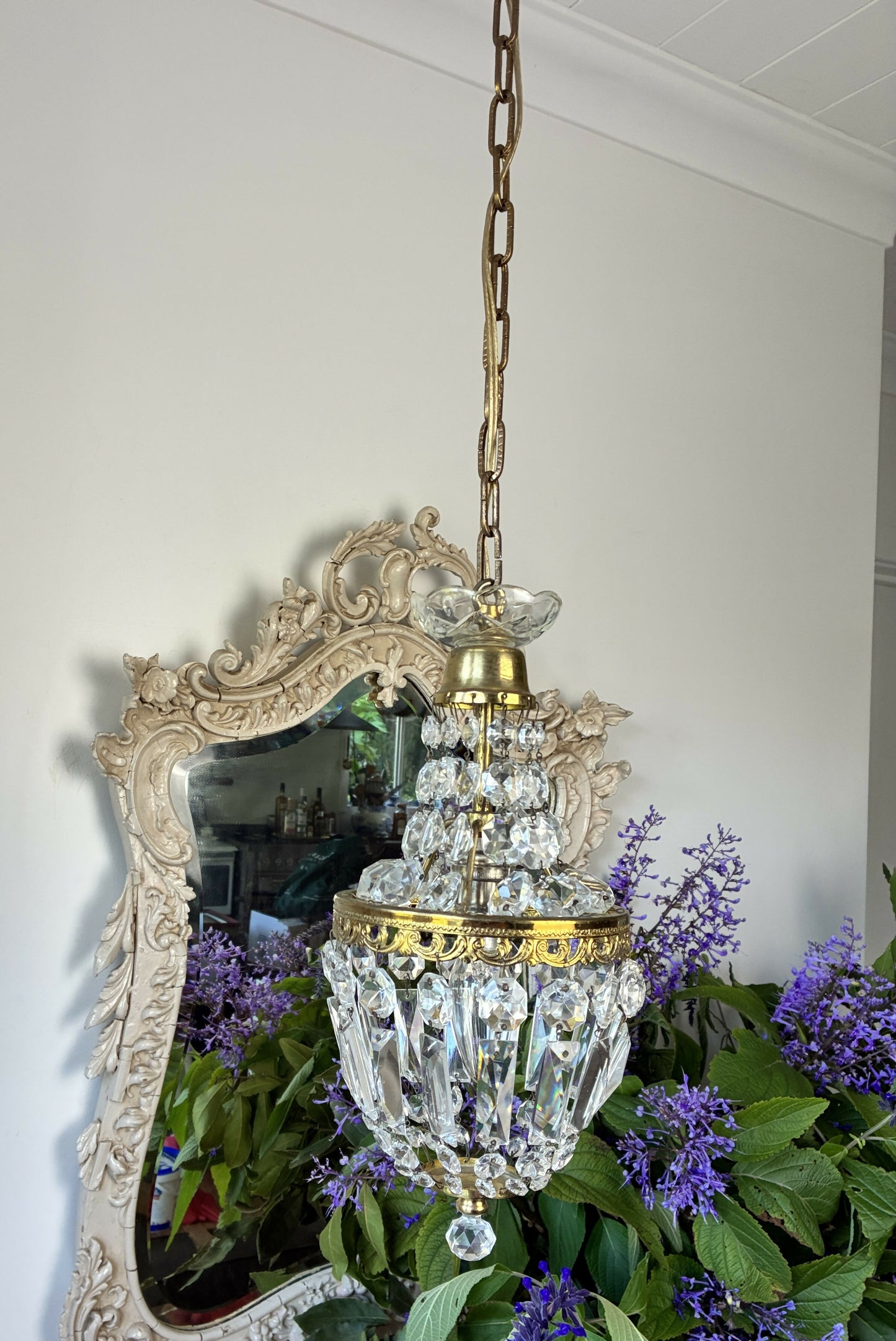 Small French Basket Chandelier