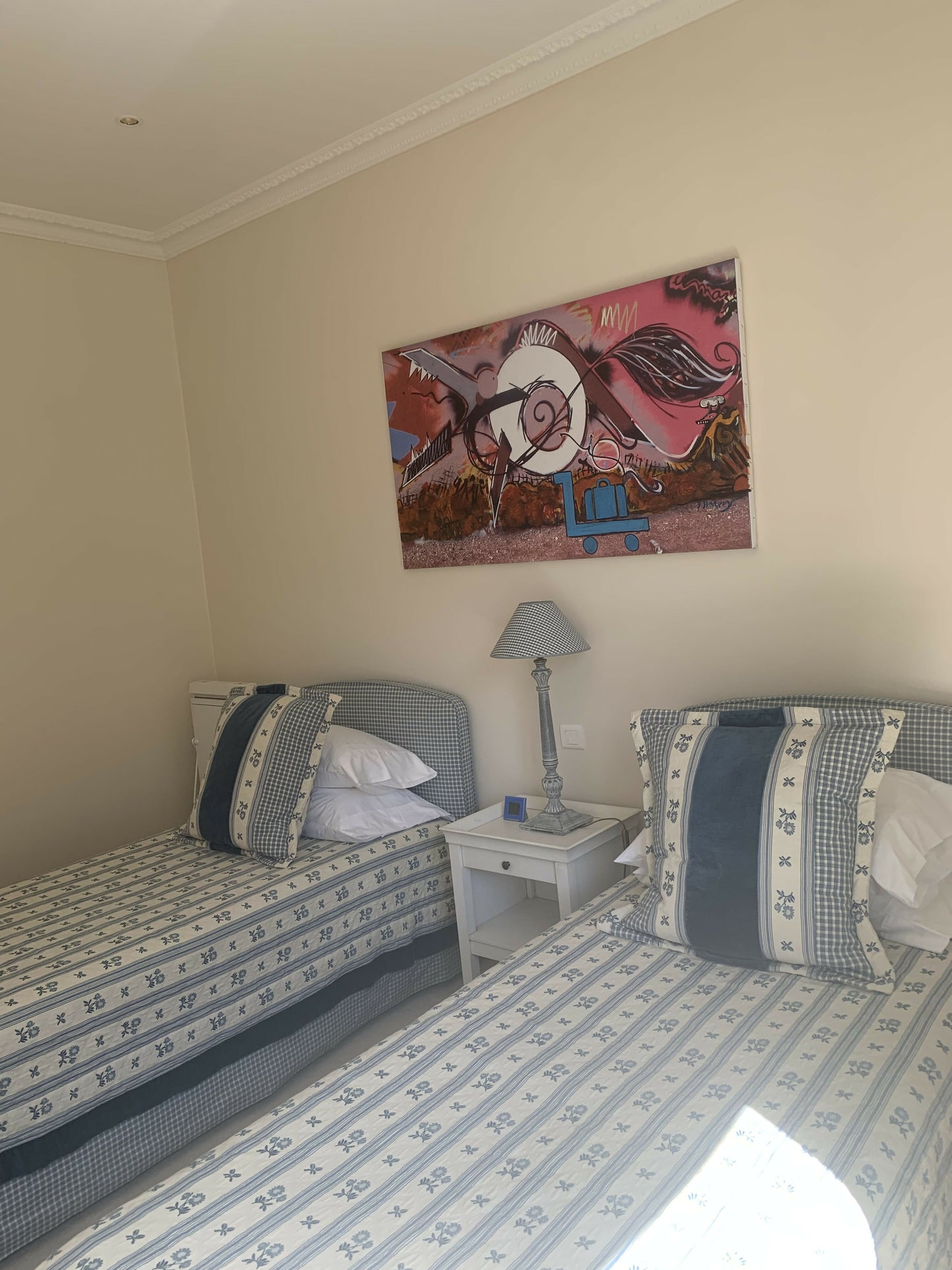 Twin cornflour blue and white double cotton single bed covers with matching European pillow covers
