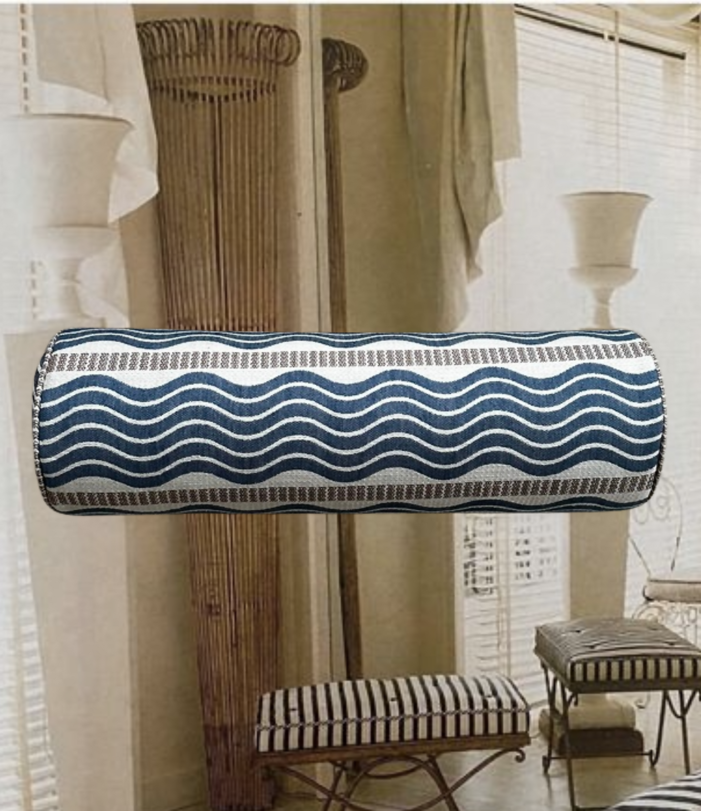 Bolster Cushion - Schumacher Wavy Fabric