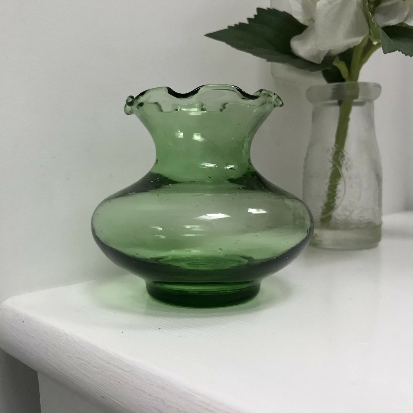 Green Glass Bud Vase