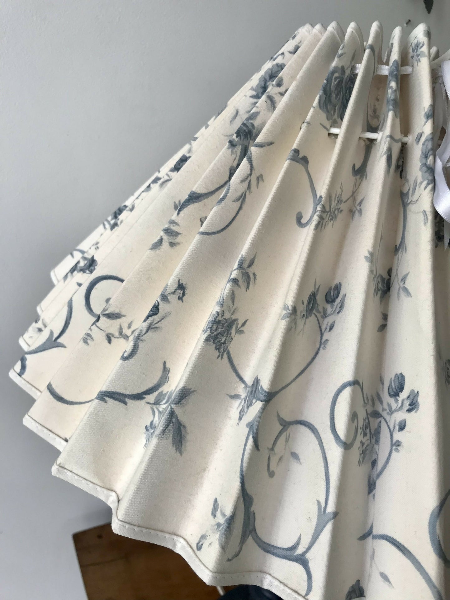 Pair of Blue Candlestick lamps with vintage pleated shades