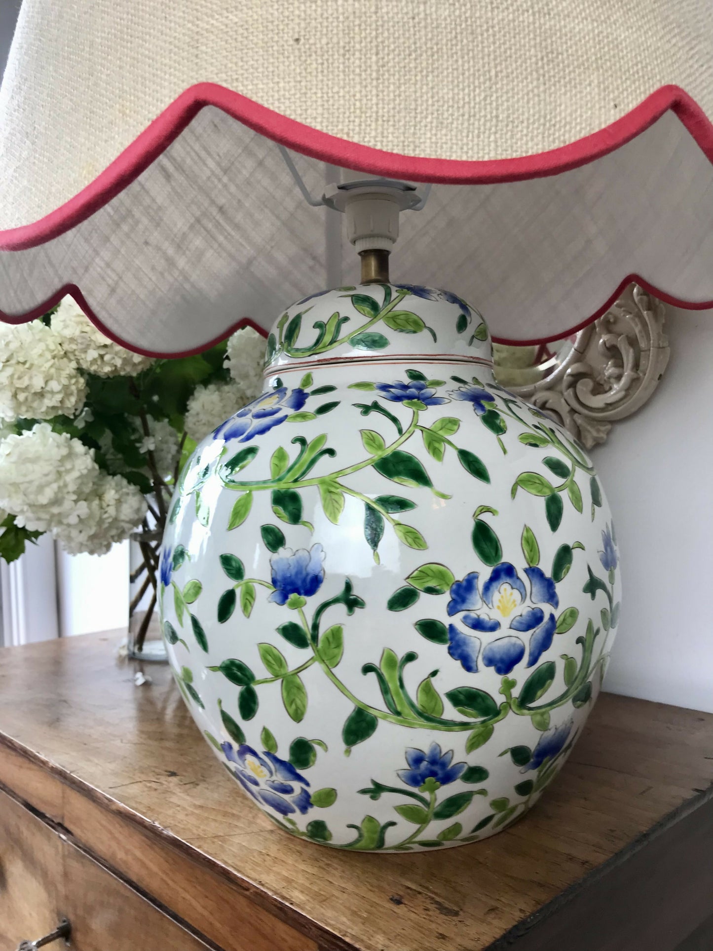 Oversized Chinoiserie Ginger Jar Lamp Base