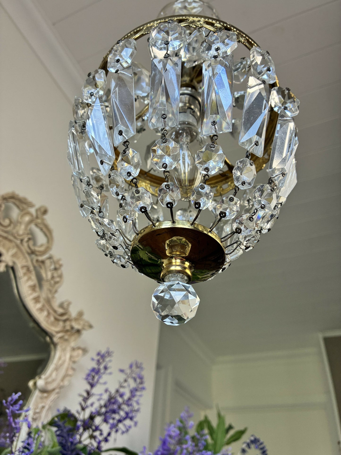 Small French Basket Chandelier