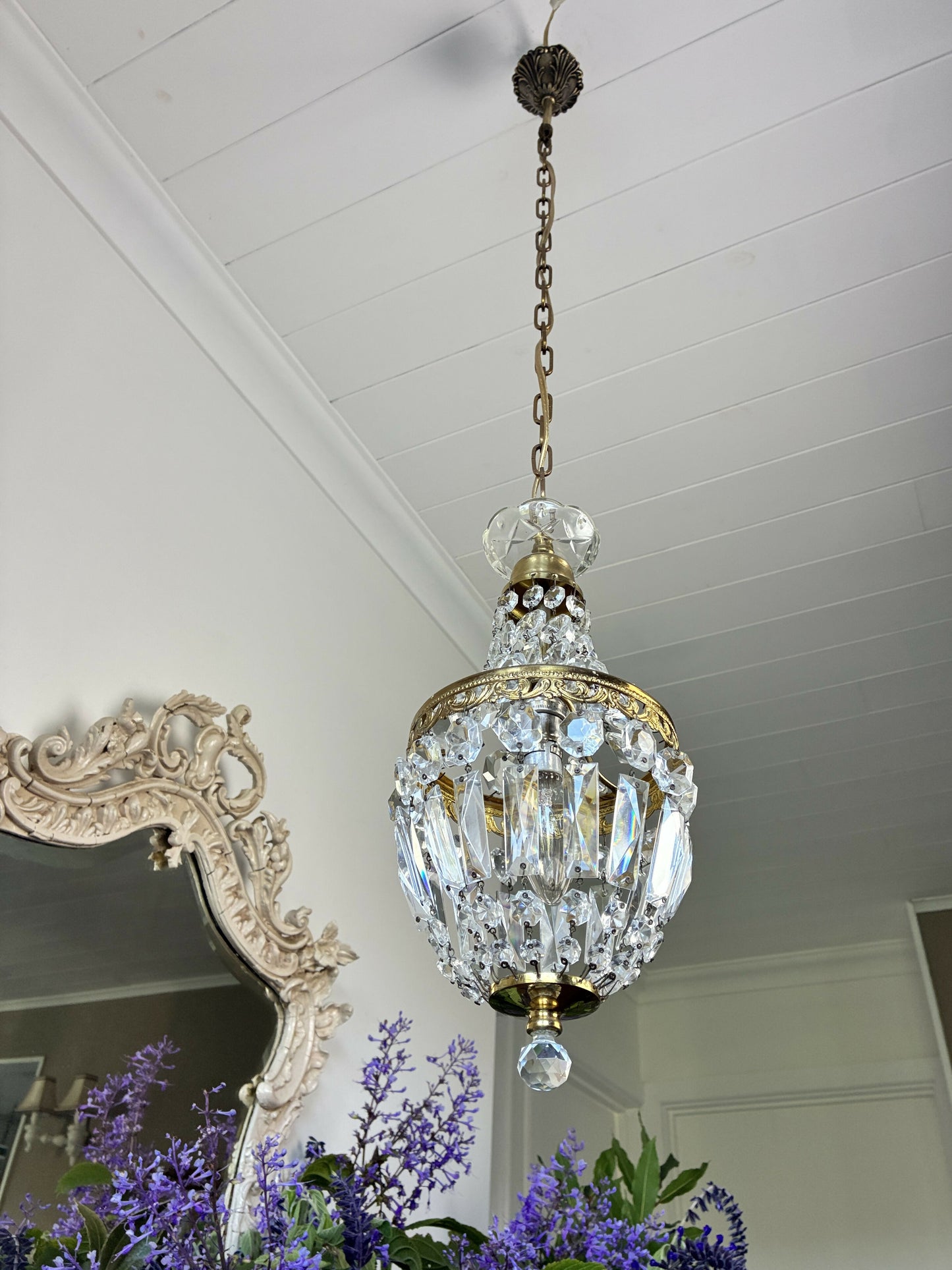 Small French Basket Chandelier