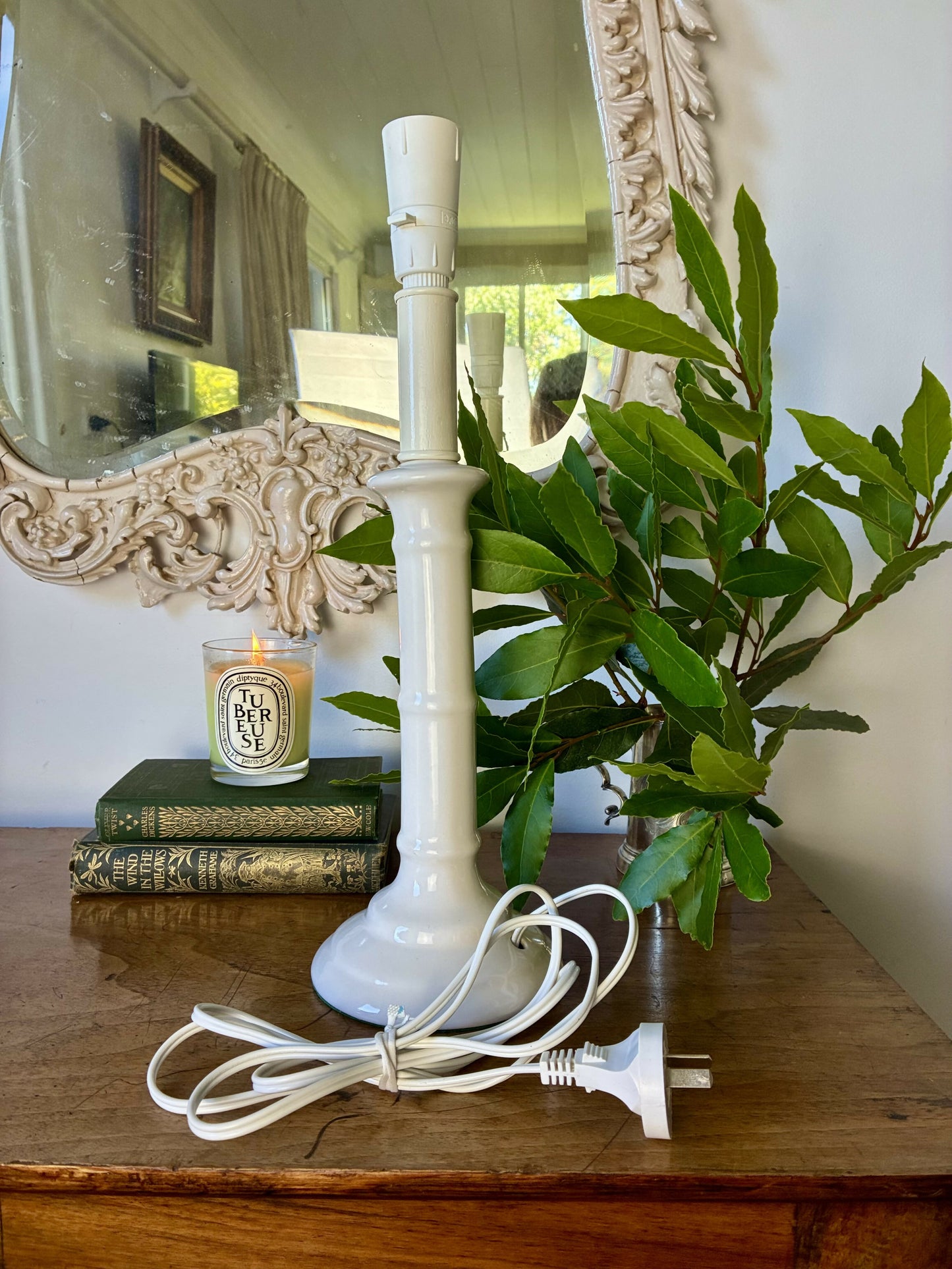 Faux Bamboo Candlestick Lamp Base