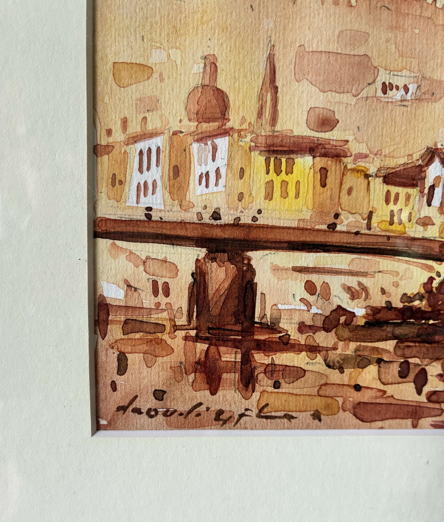 Florentine Watercolour in Gilt frame