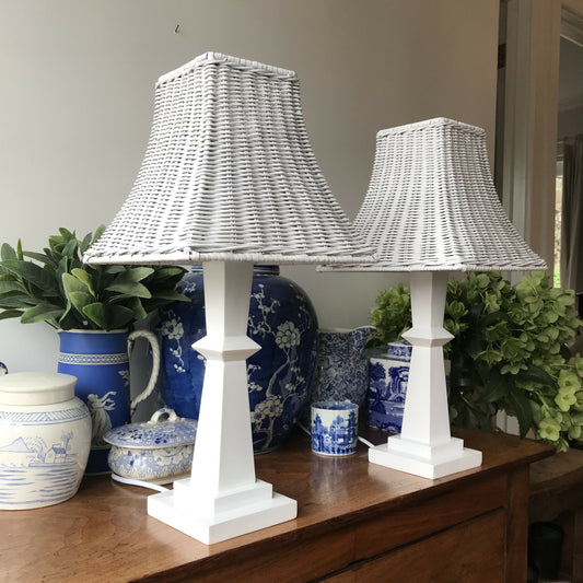 White Rattan Lamps