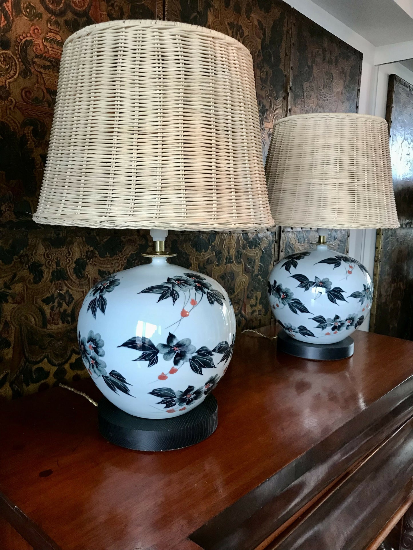 Pair of Large Chinoiserie Lamps