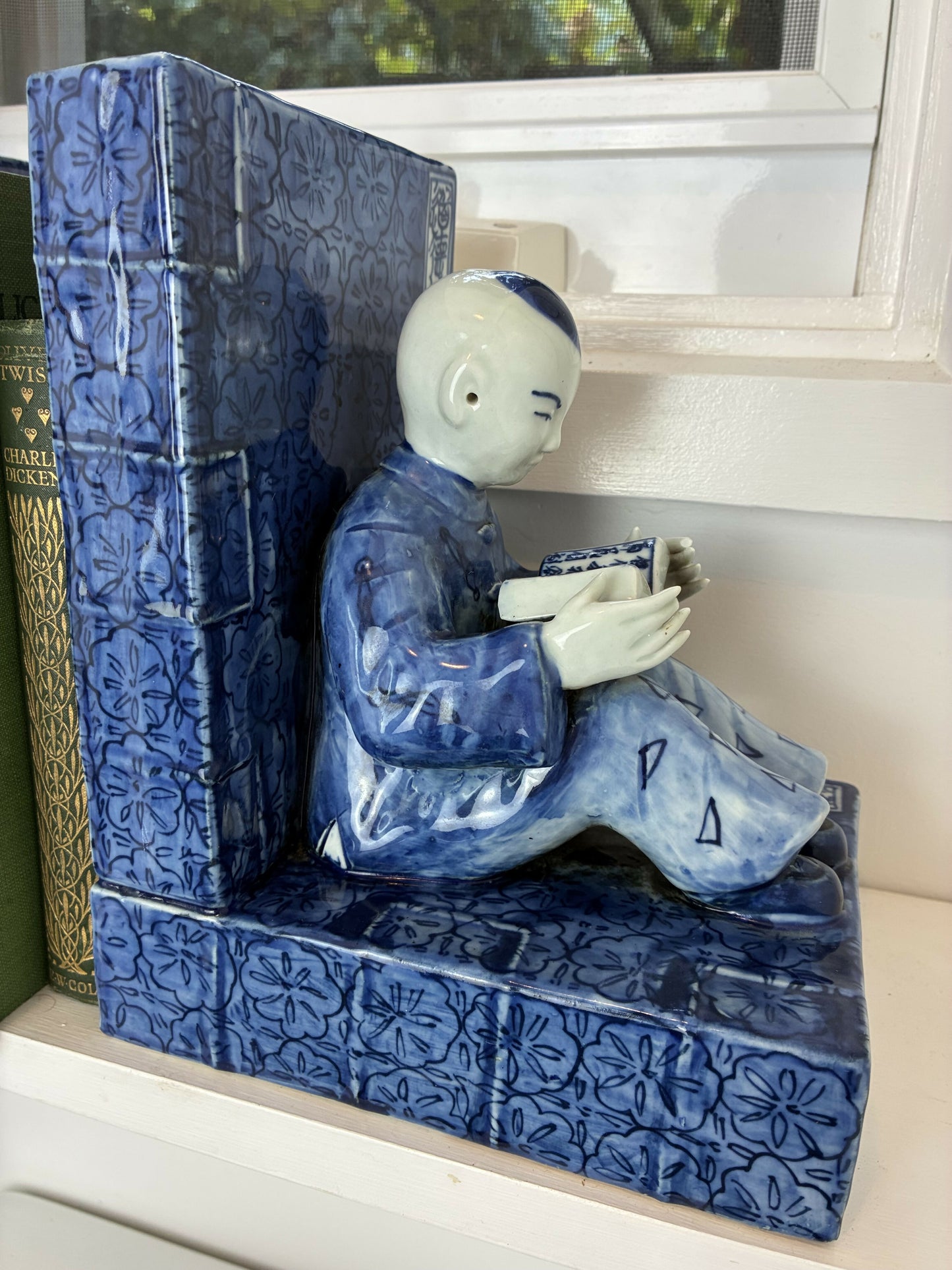 Chinese Nanking Porcelain Figurine Bookends