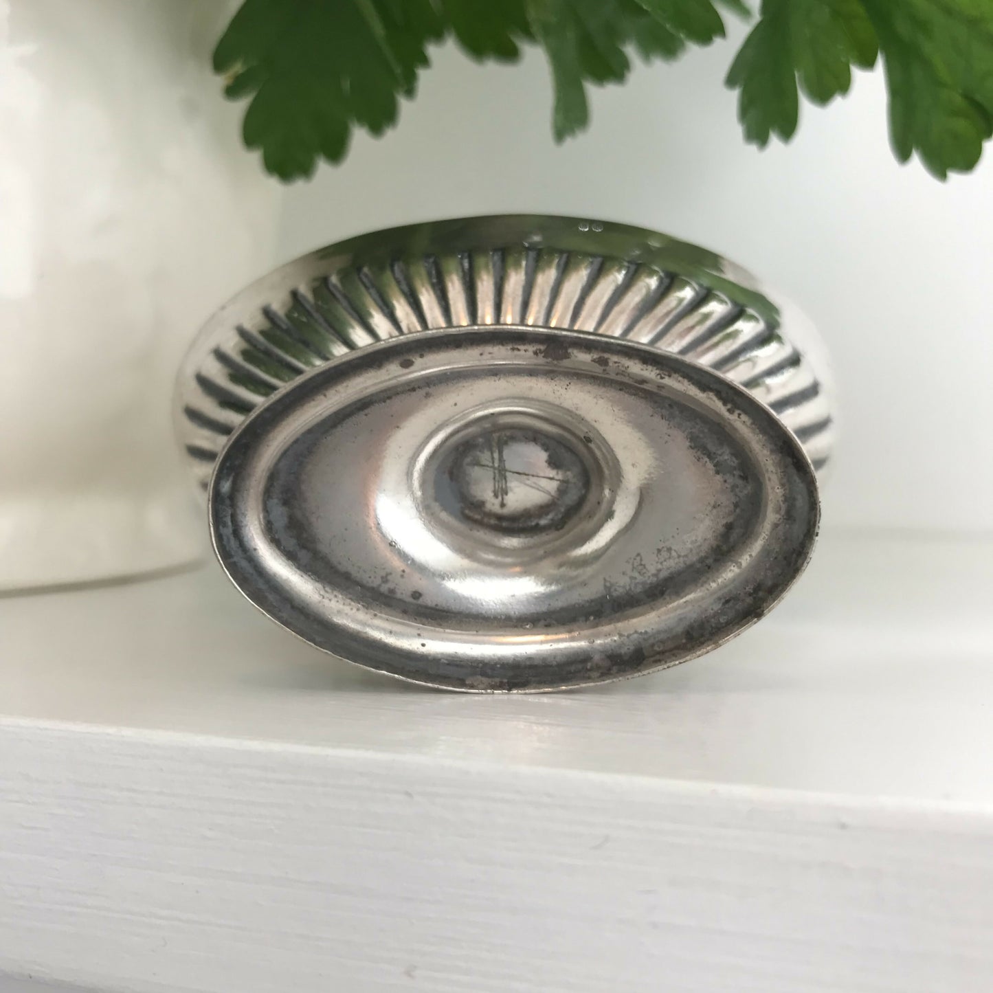 Small silver reeded dish