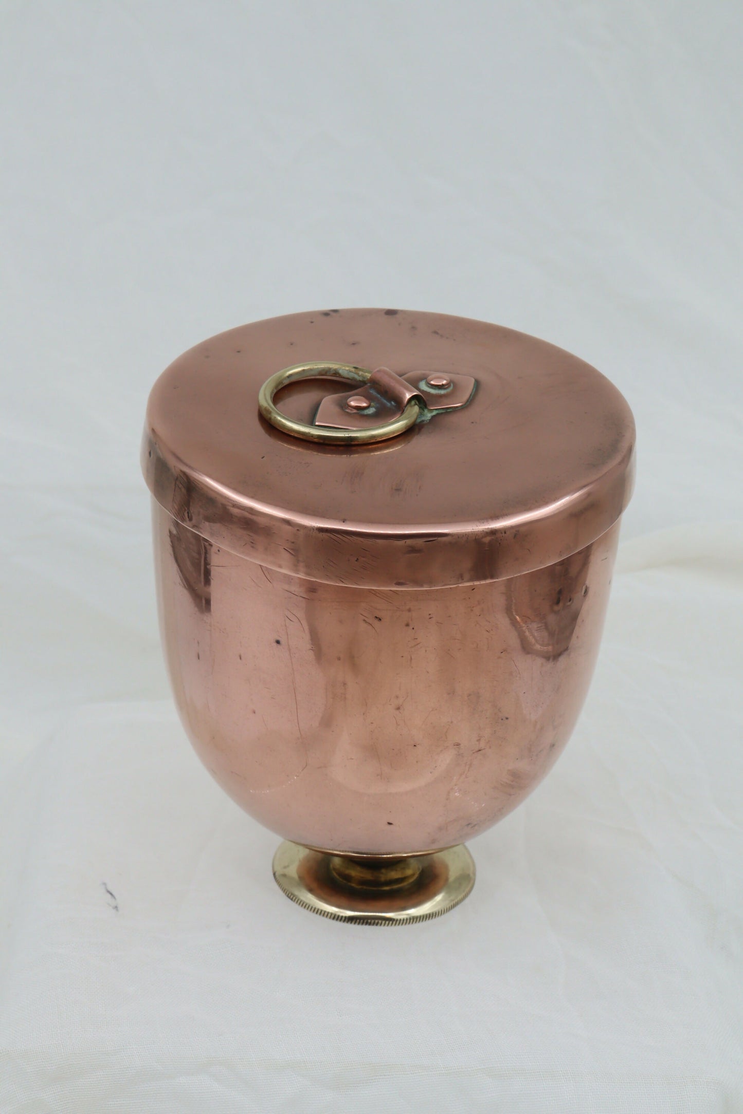 Copper and brass bombe ice cream mould