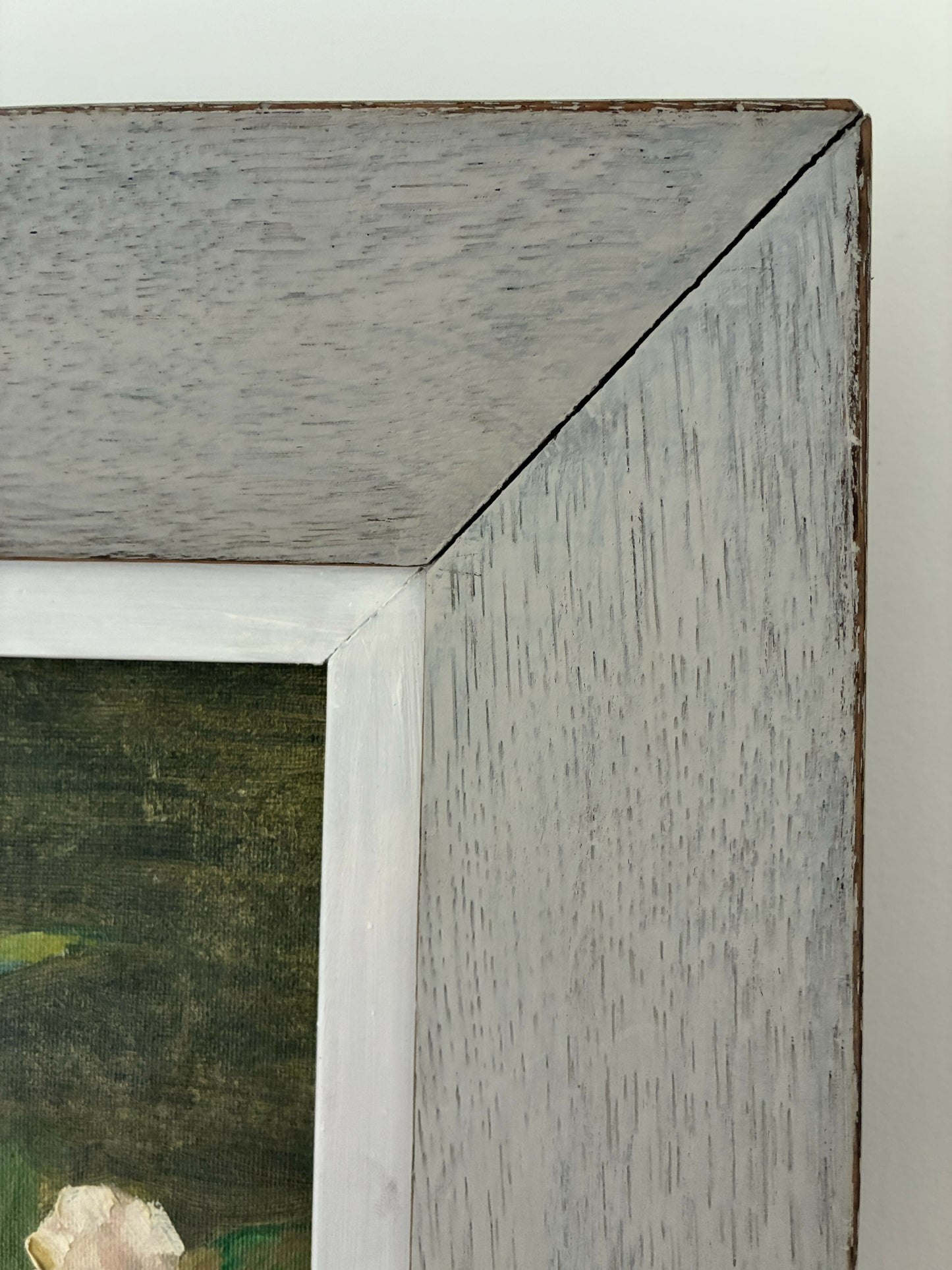 Vase of Peonies in distressed frame