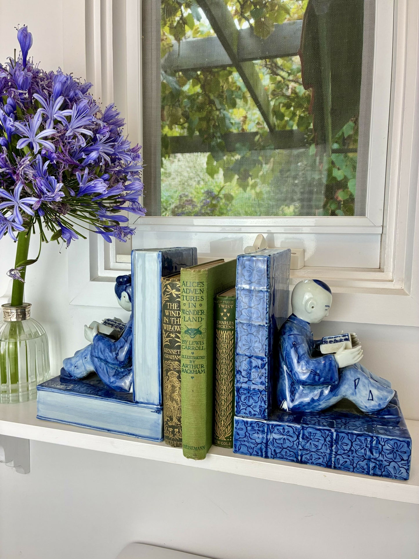 Chinese Nanking Porcelain Figurine Bookends