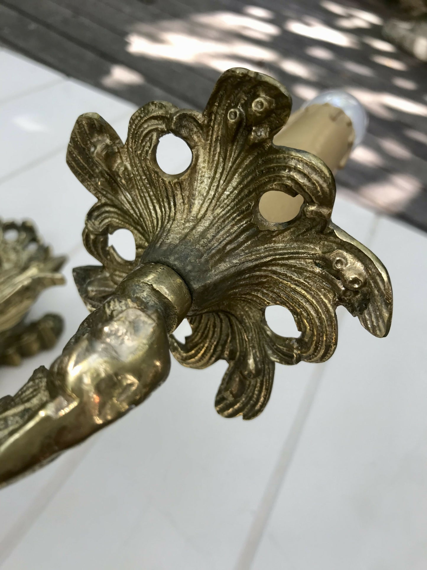 Ornate Brass 3 arm Wall Sconce