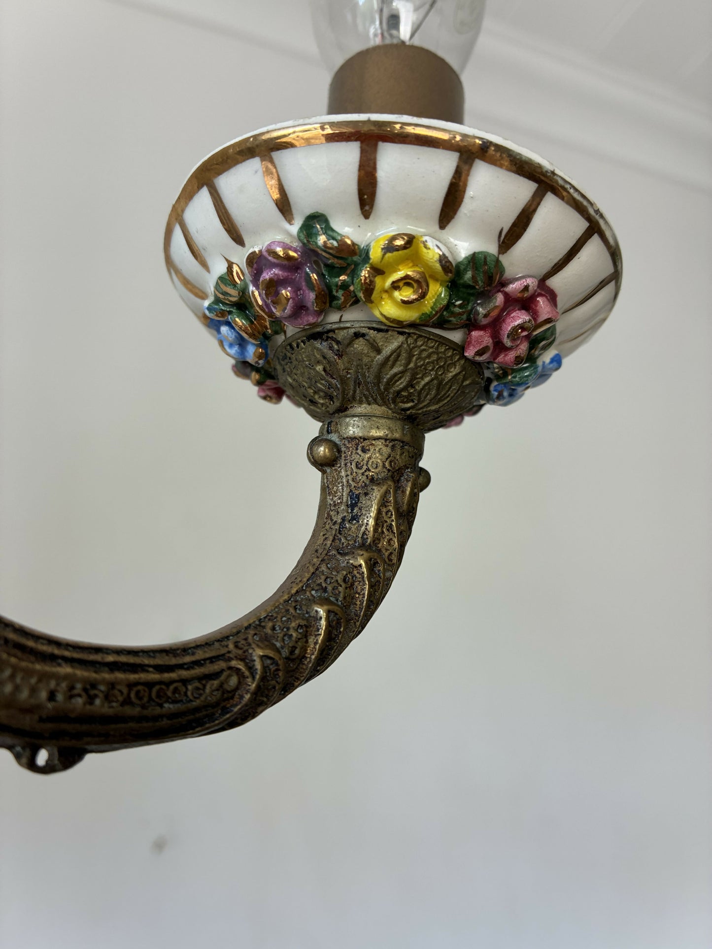 Three arm Capodimonte Chandelier