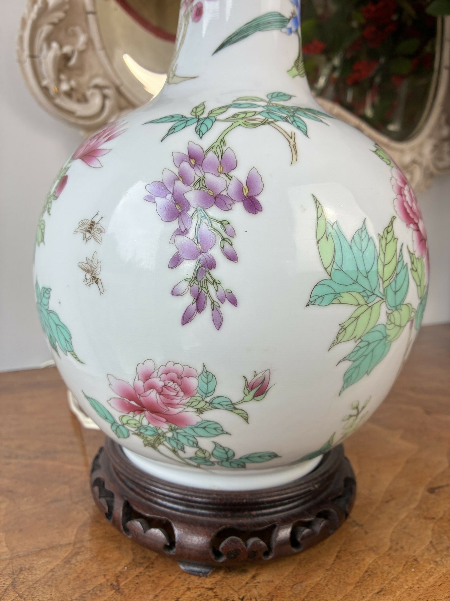 Gourd shaped Chinoiserie Lamp Base