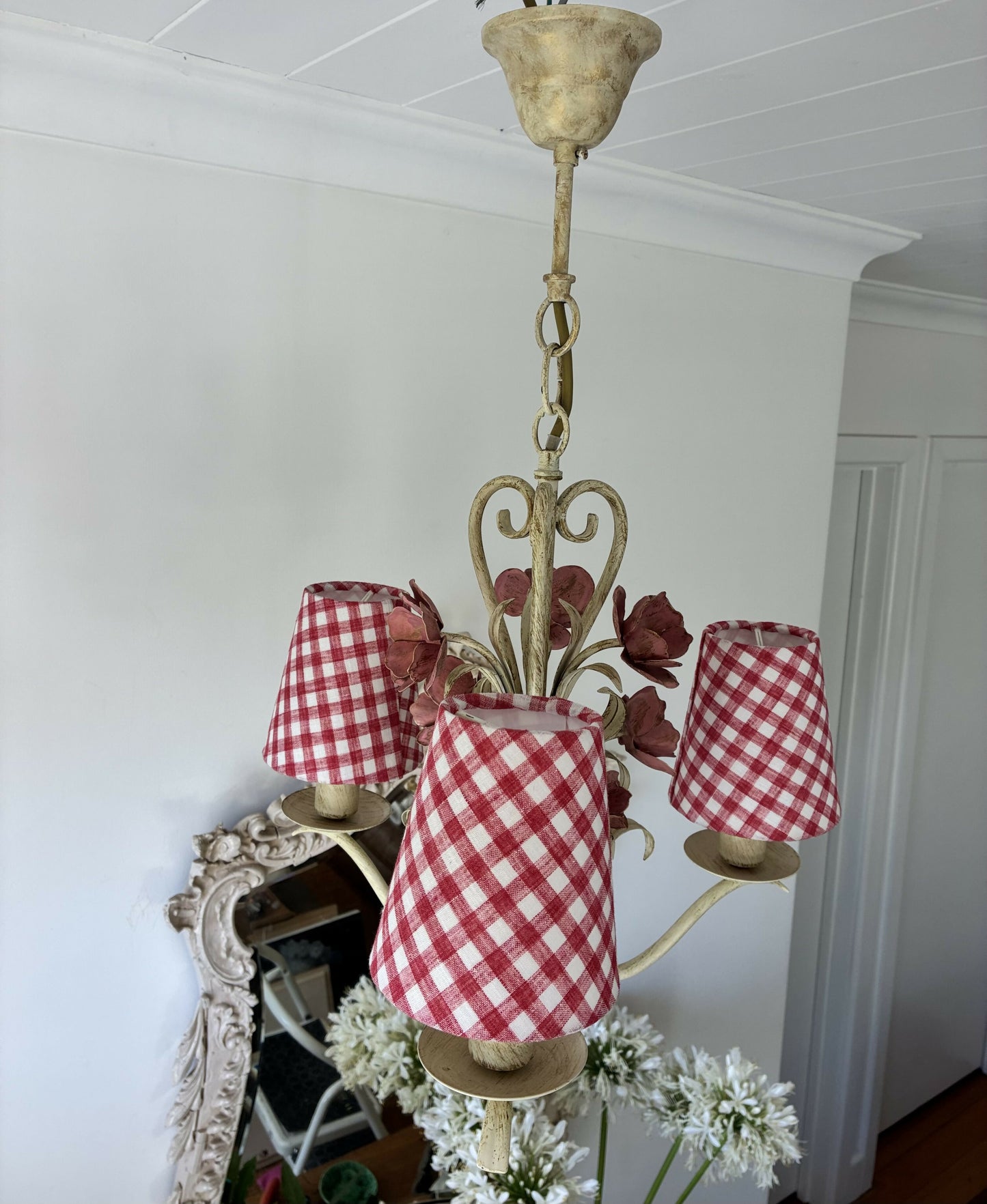 Tole Chandelier with shades