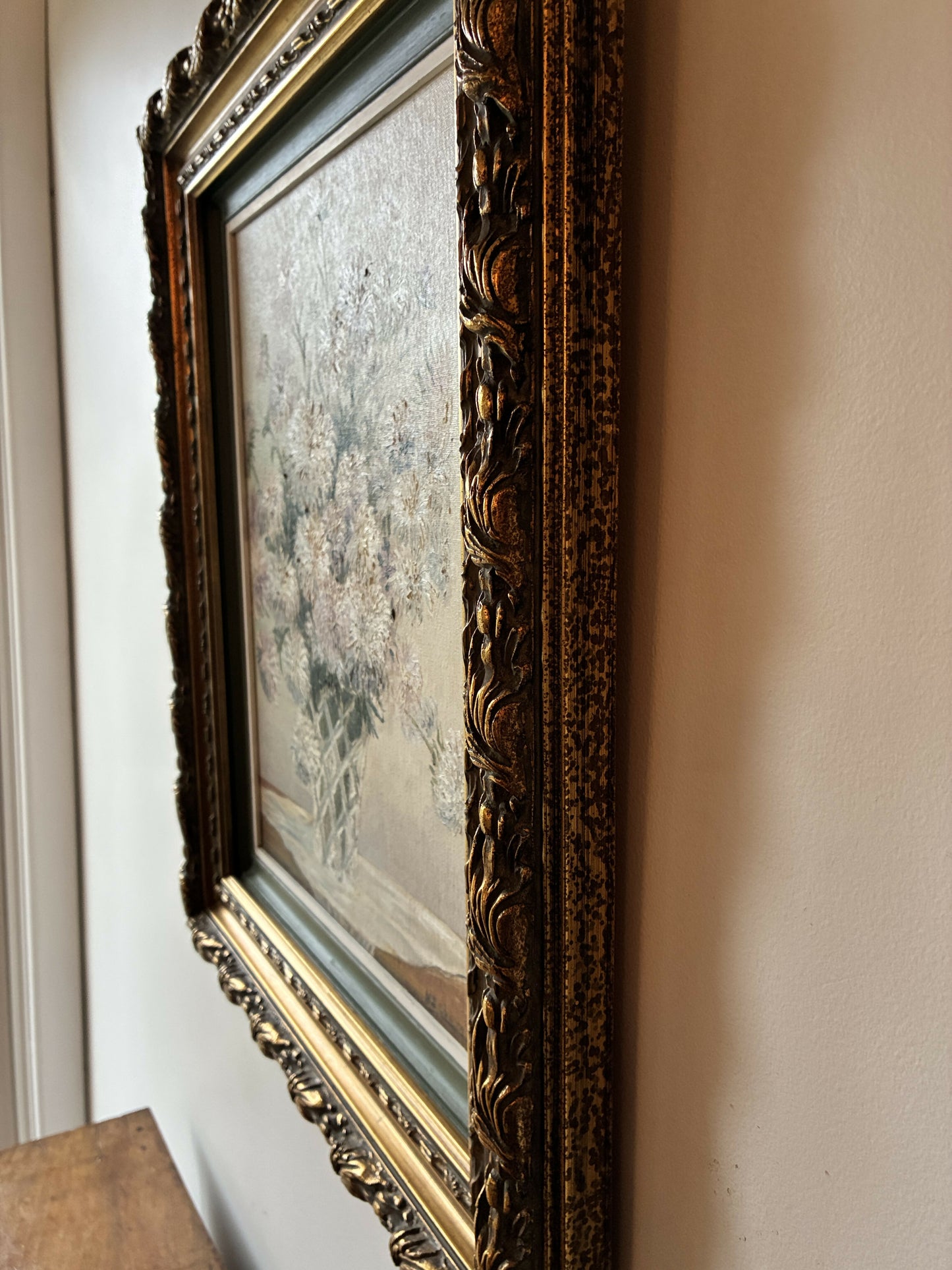 Asters in vintage gilt frame