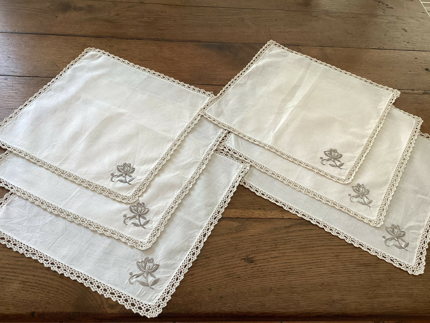 Vintage Ecru Table Napkins x 6