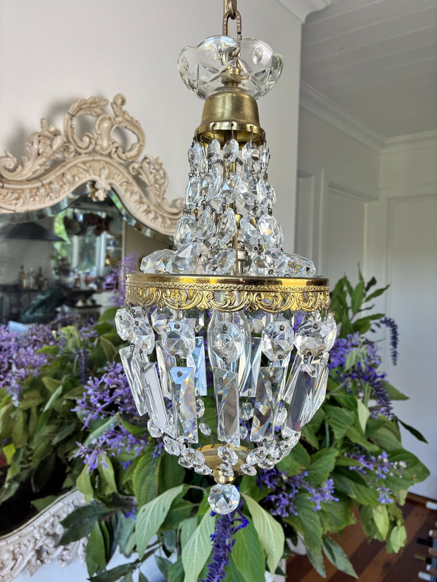 Small French Basket Chandelier