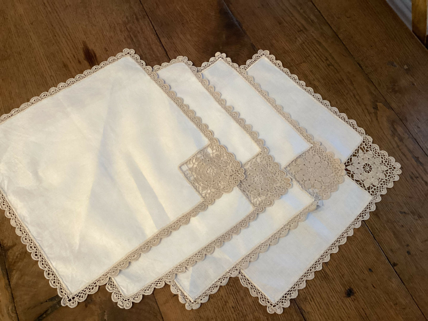 Vintage Ecru Table Napkins x 4