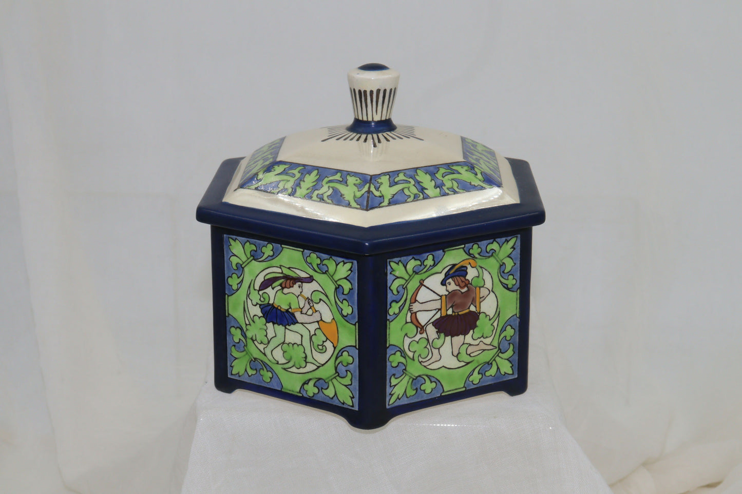 Royal Doulton lustreware hexagonal box and cover