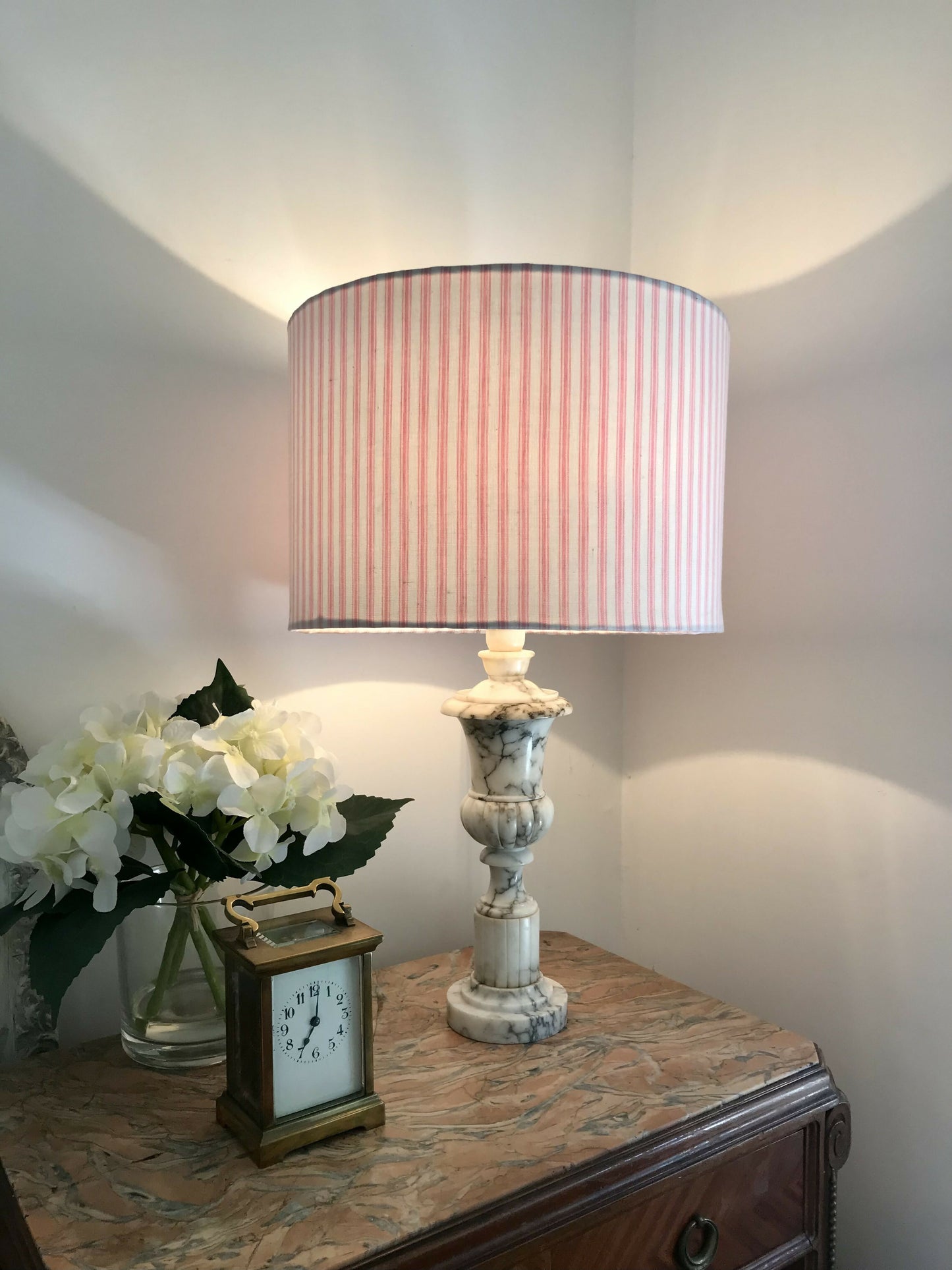 Pink Ticking Drum Lampshade