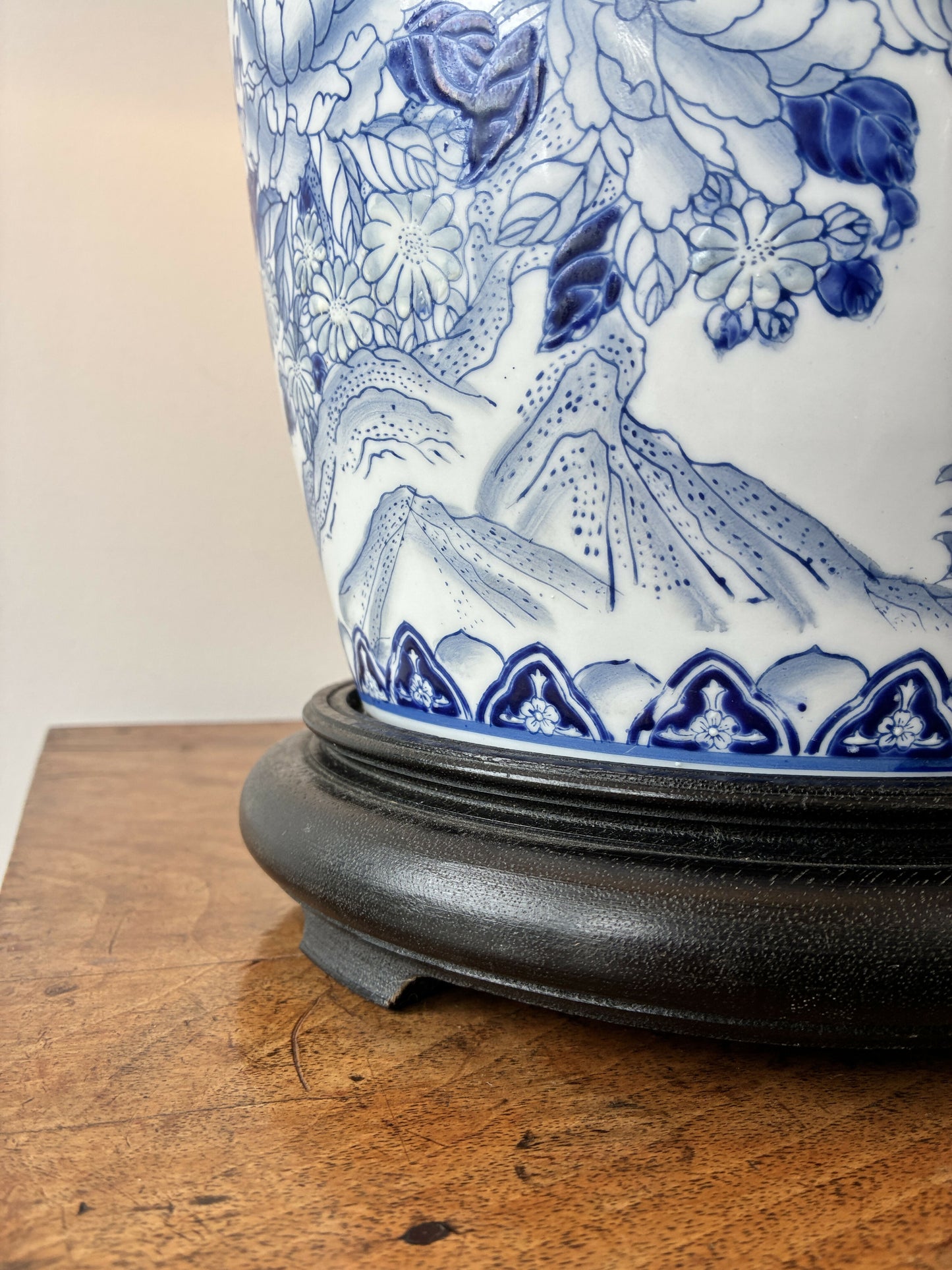Large Blue and White Chinoiserie Lampbase