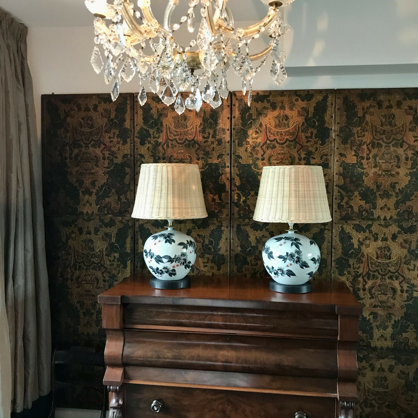 Pair of Large Chinoiserie Lamps