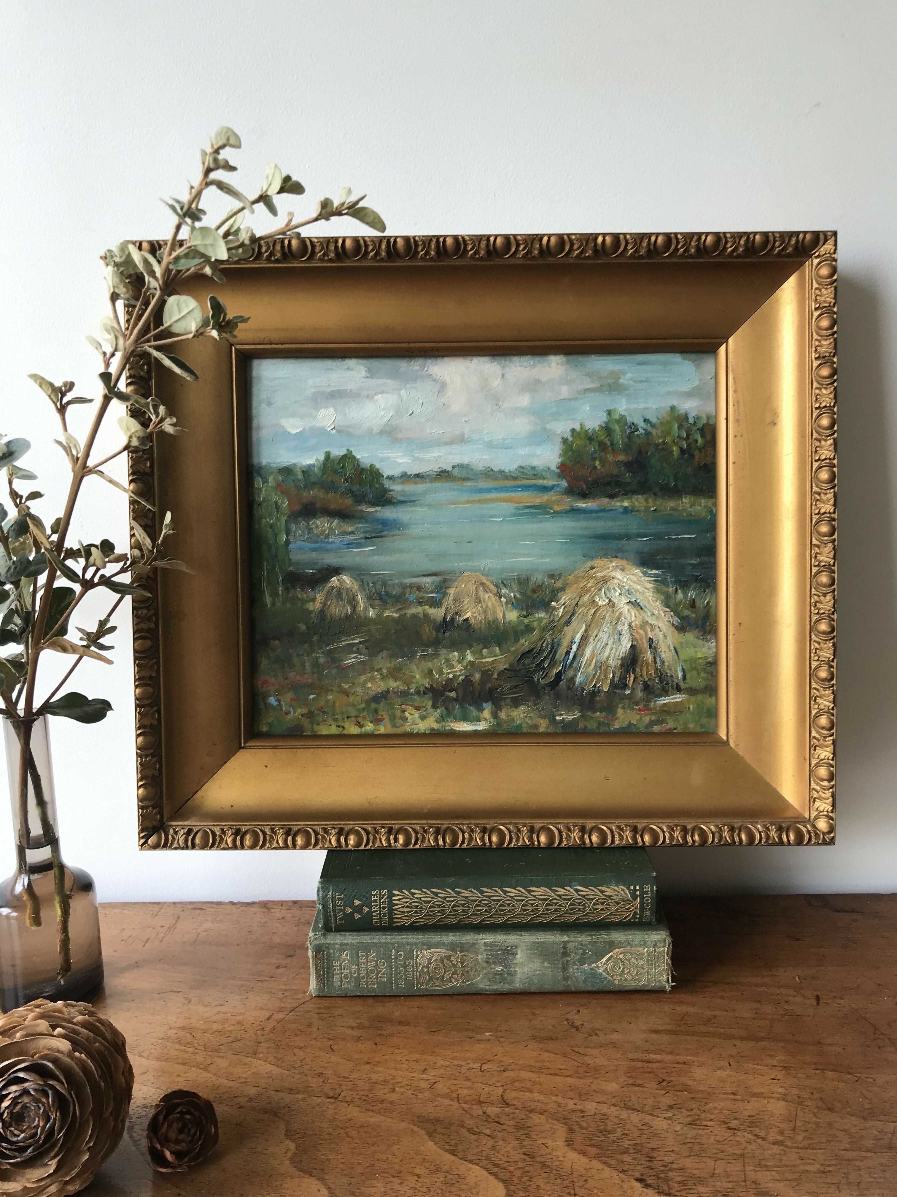 “Haystacks” in Antique Gilt Frame – Antiquely