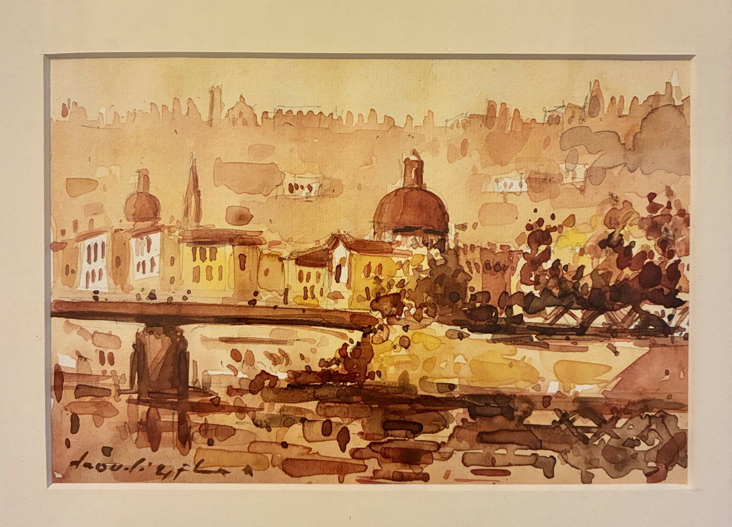 Florentine Watercolour in Gilt frame