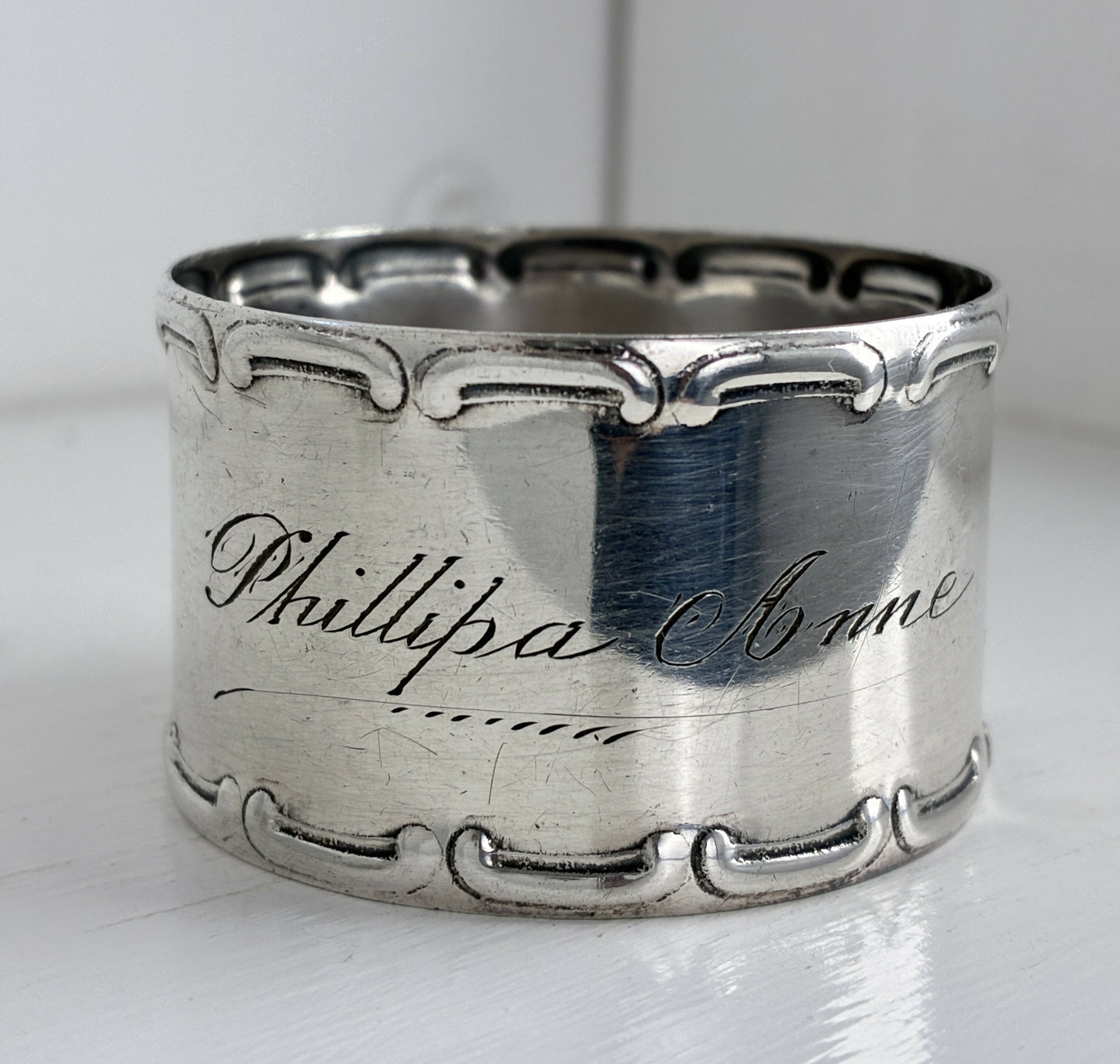 Silver Napkin ring ‘Phillipa Anne’