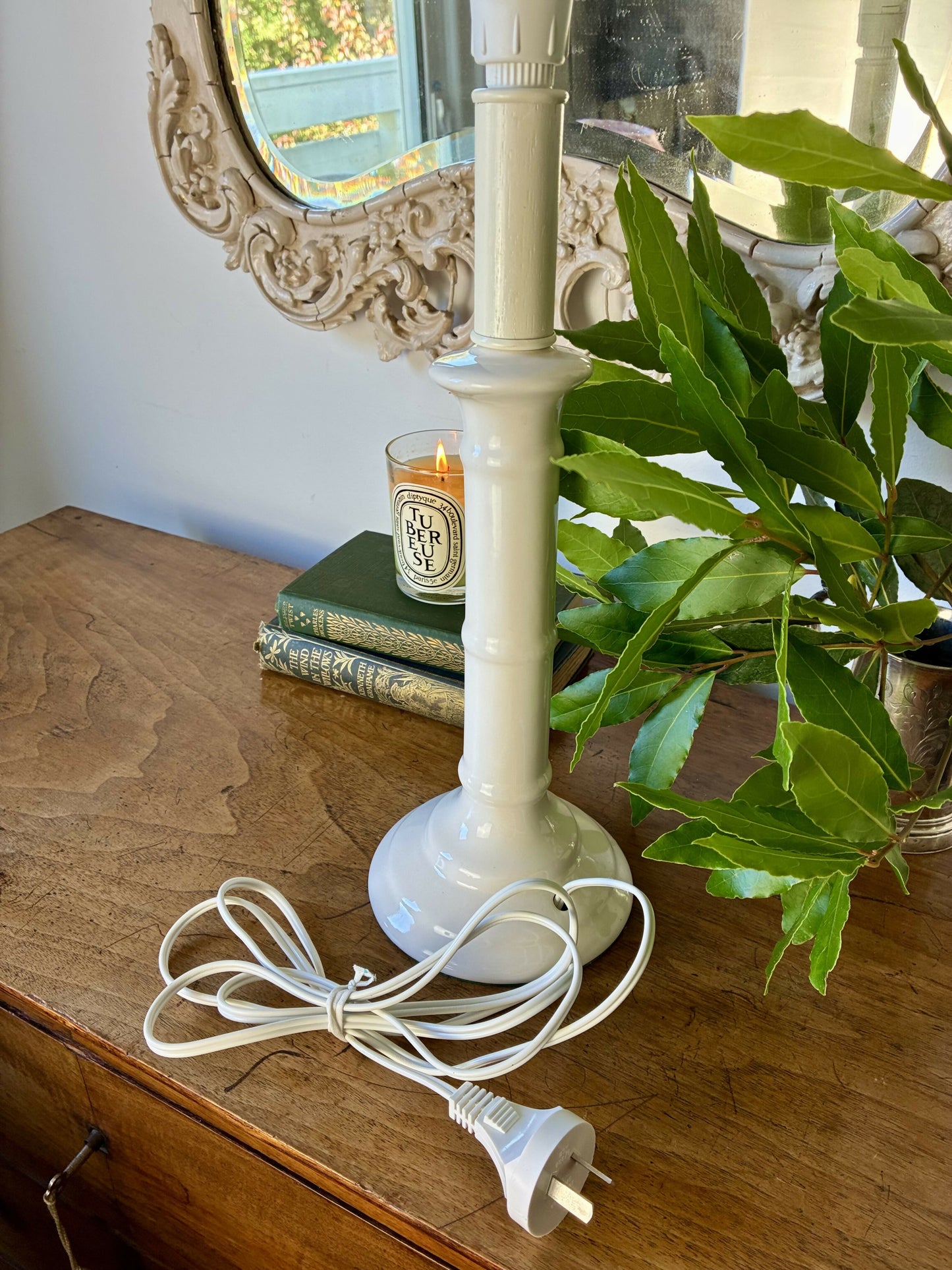 Faux Bamboo Candlestick Lamp Base