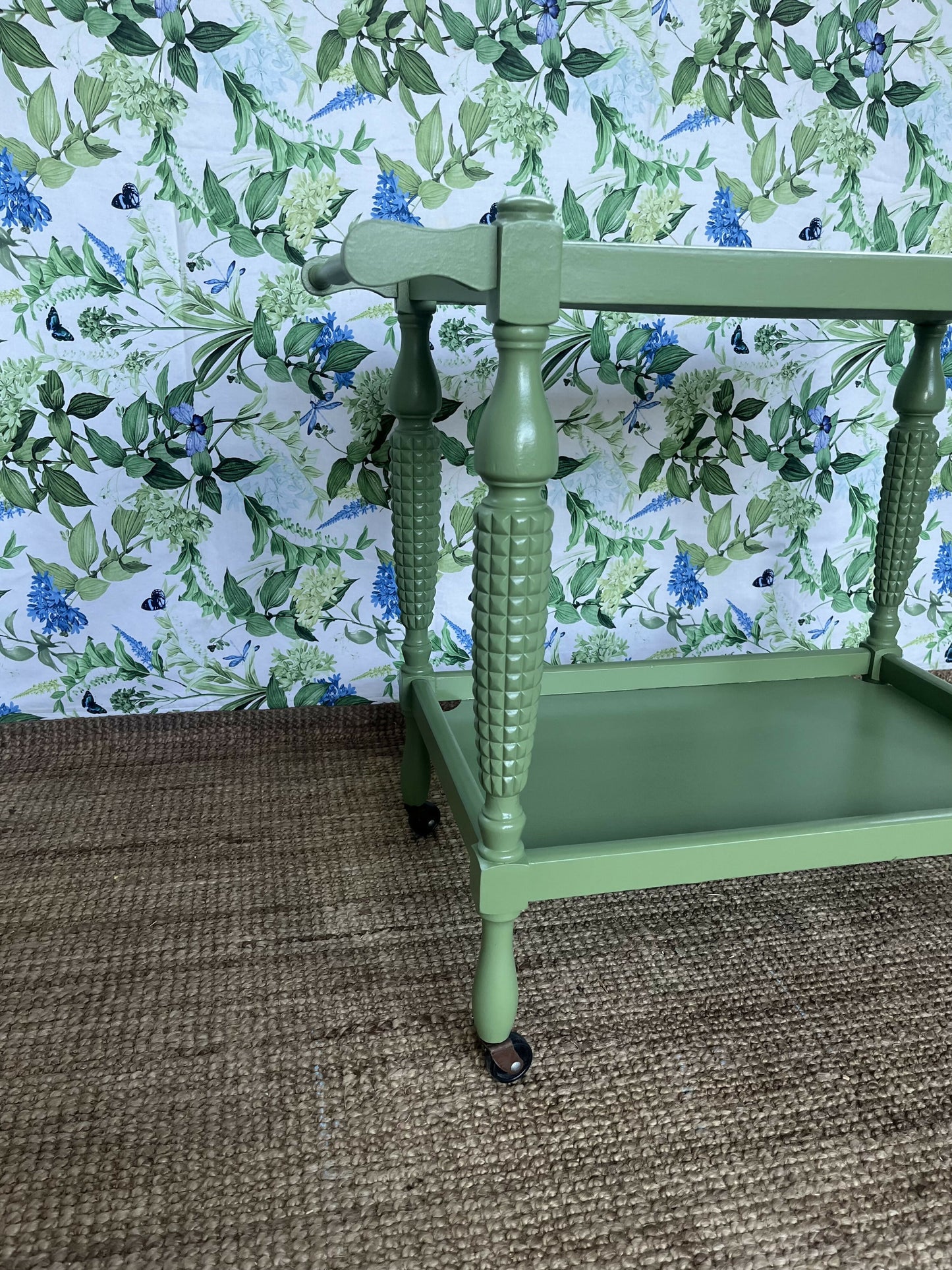 Wood Carved Bar Cart