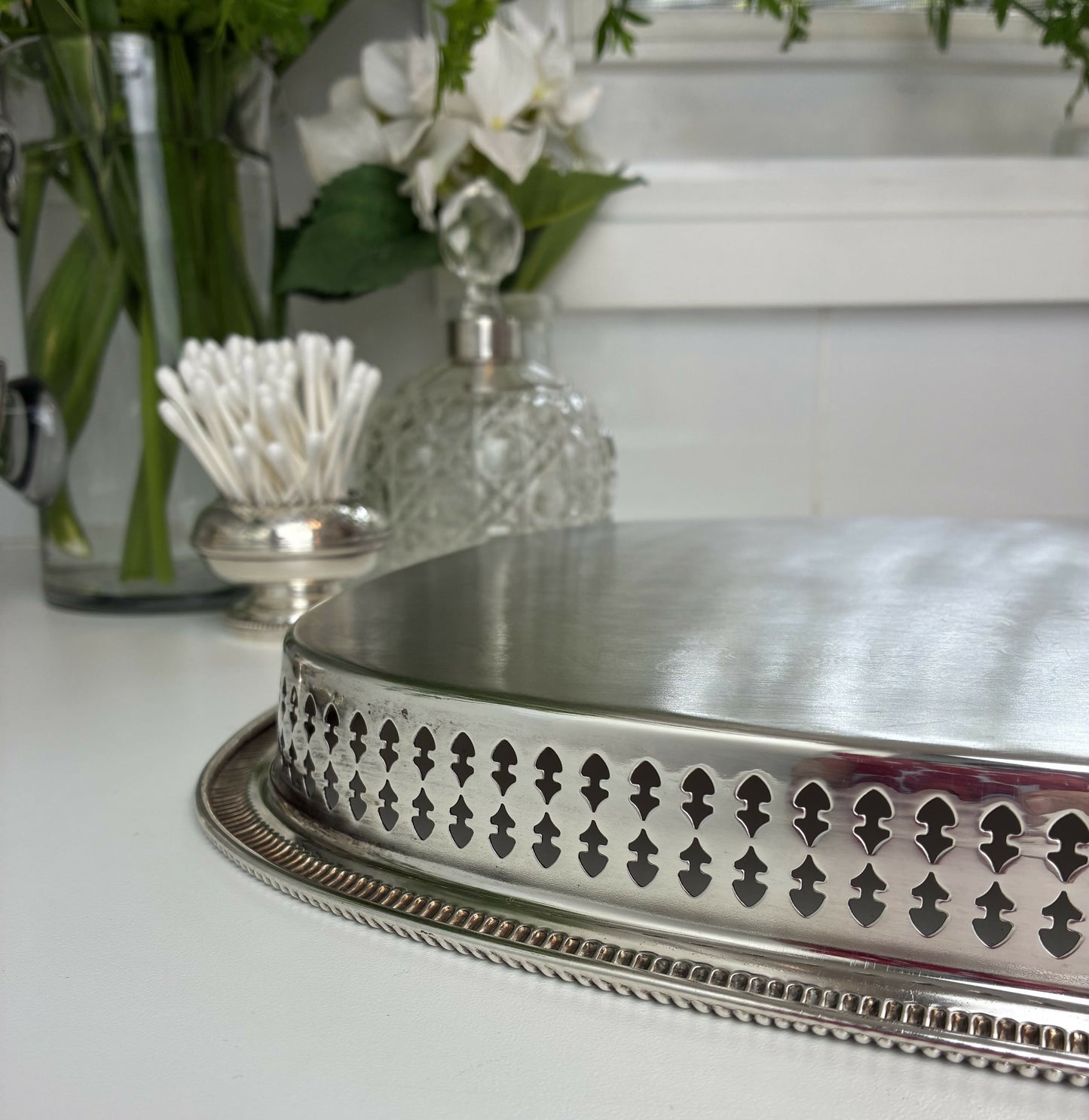 Galleried Rectangular Silver Tray