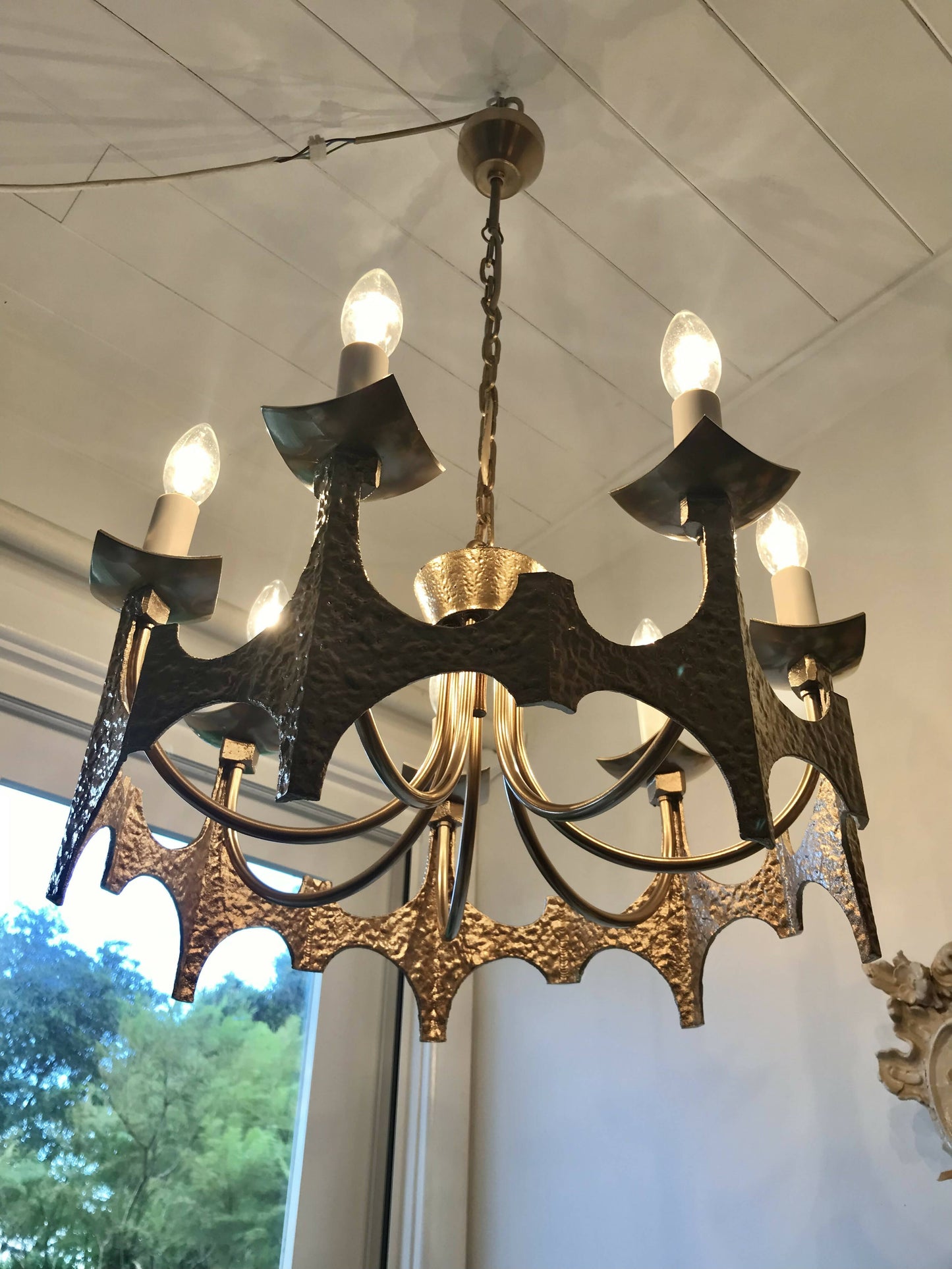 Gold Brutalist Chandelier