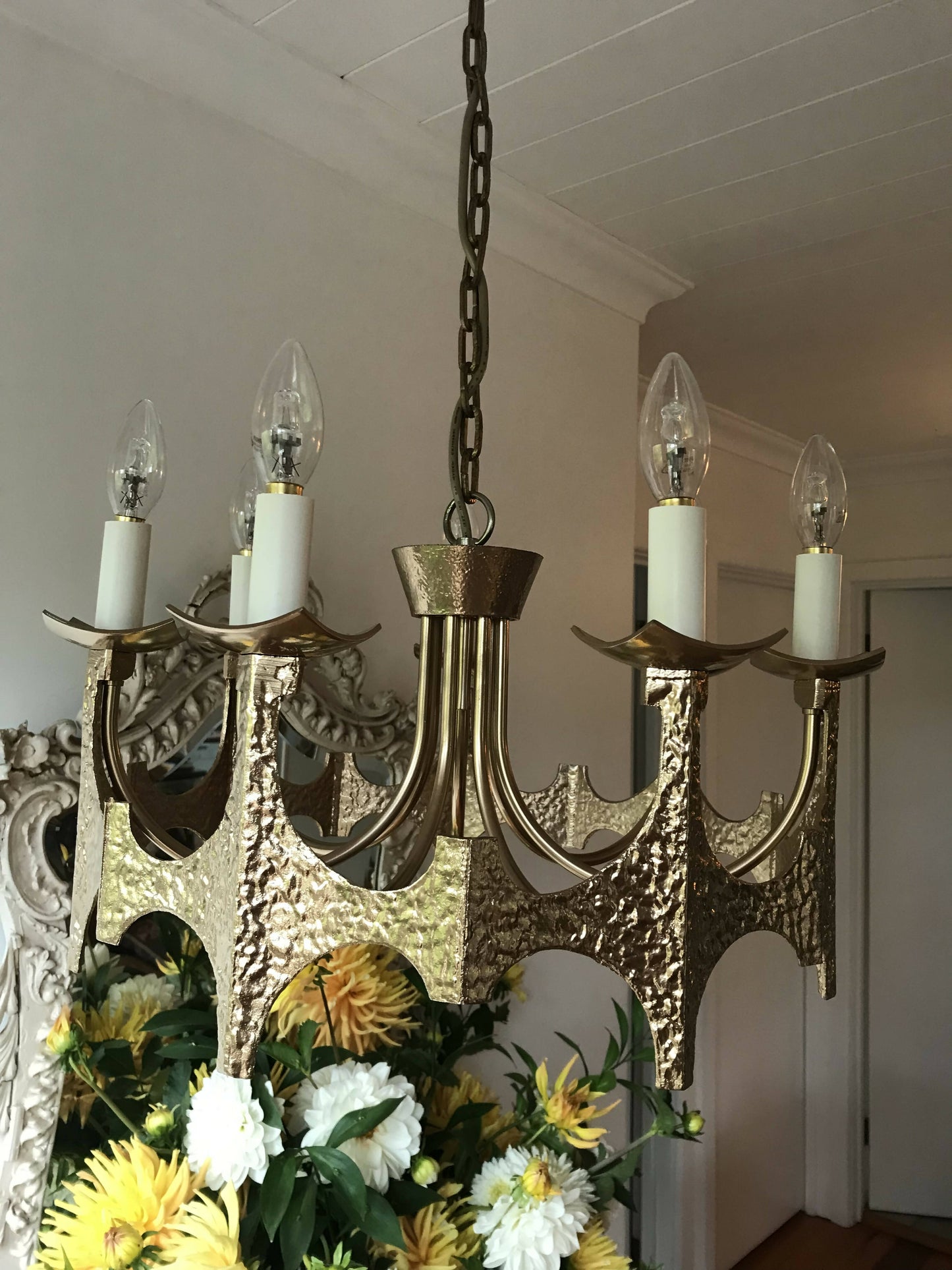 Gold Brutalist Chandelier