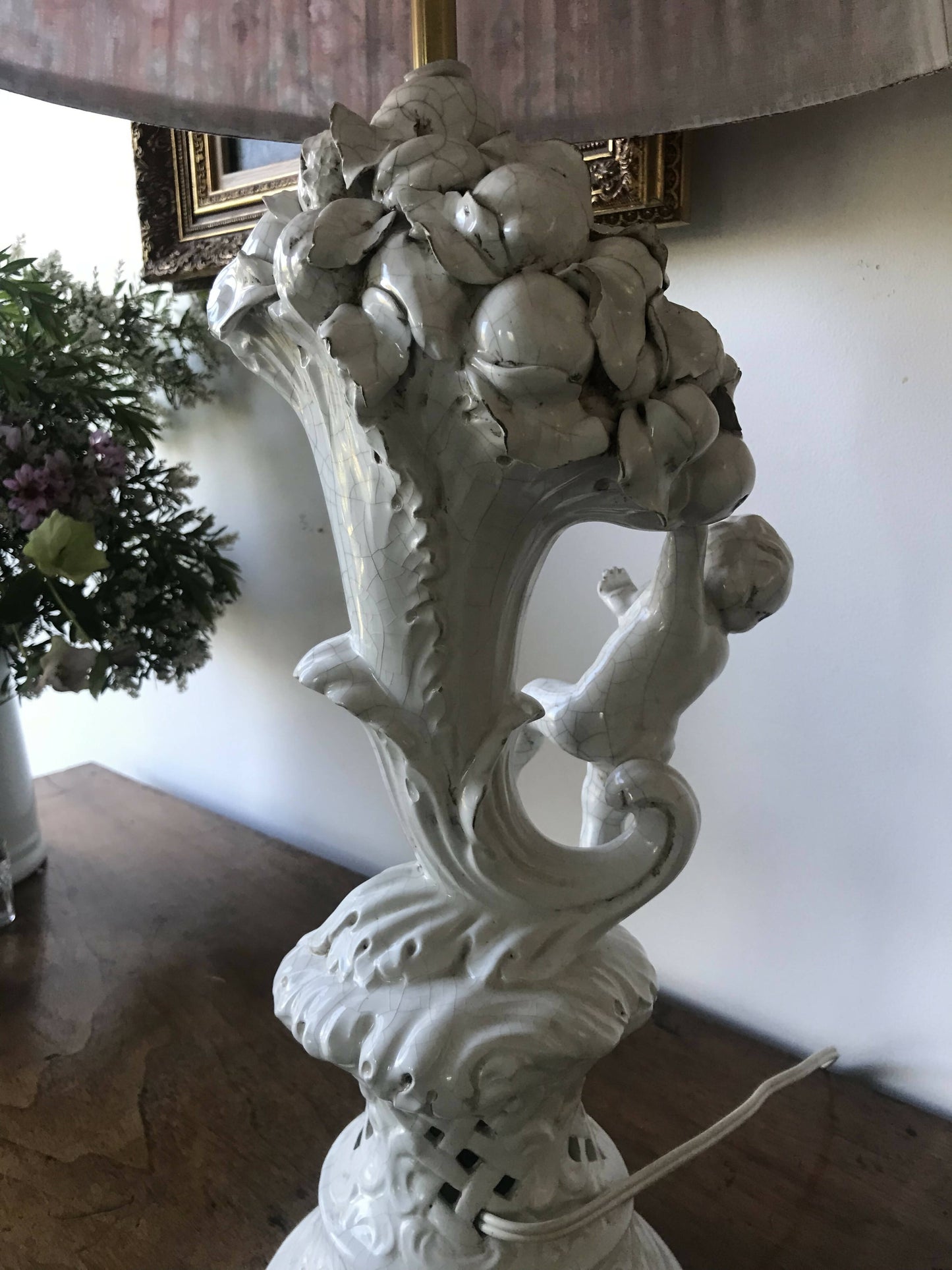 Italian Majolica Lamp Base