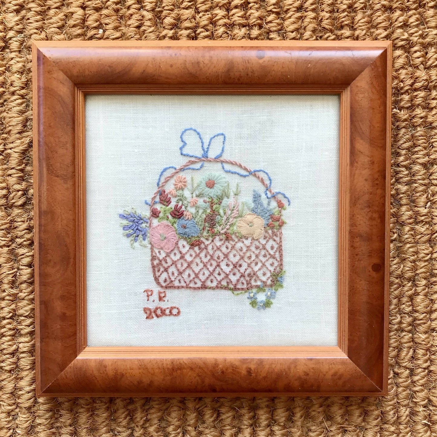 Basket of Flowers embroidered in wool