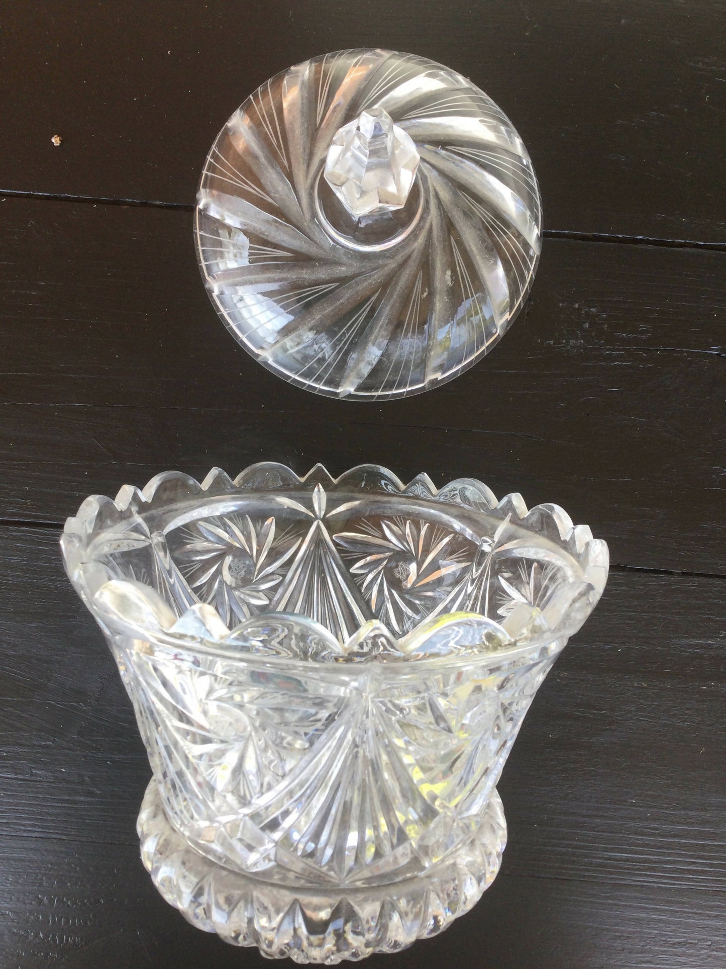 Lidded Crystal Bon Bon Jar