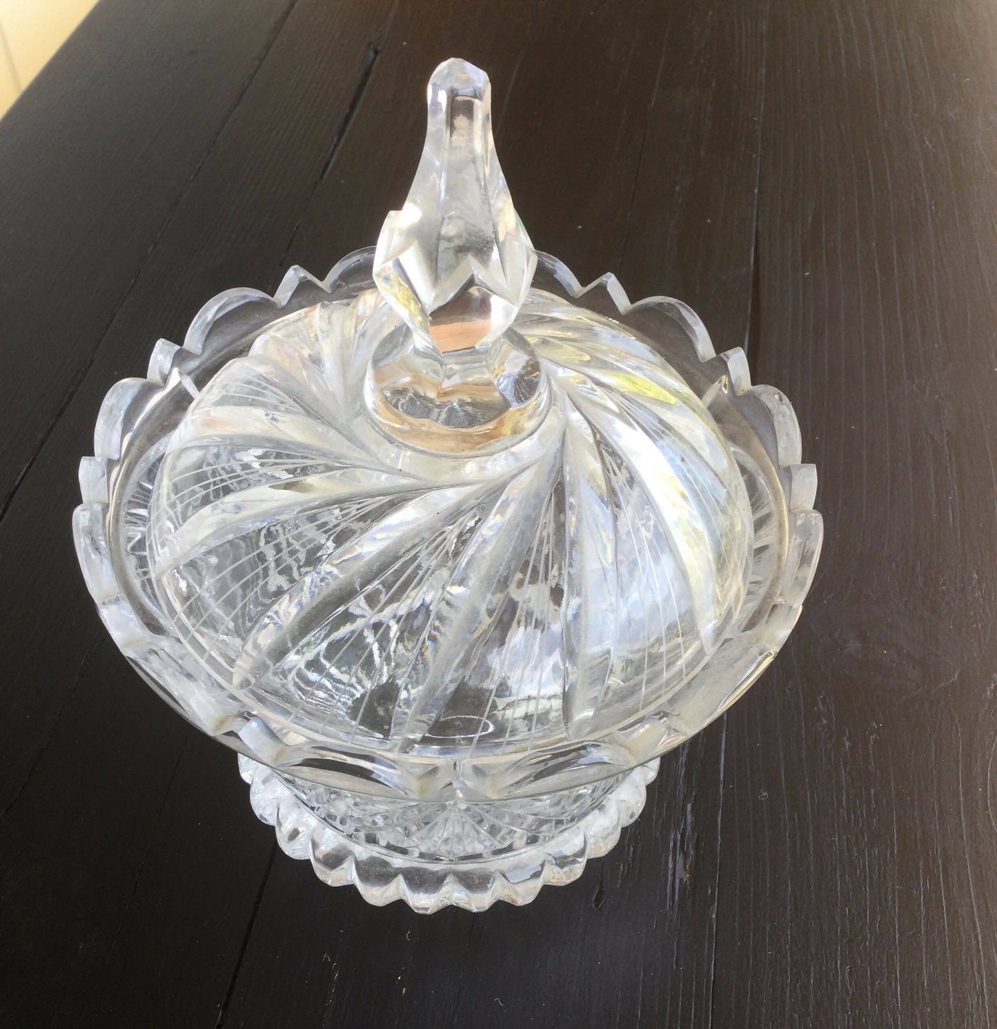 Lidded Crystal Bon Bon Jar