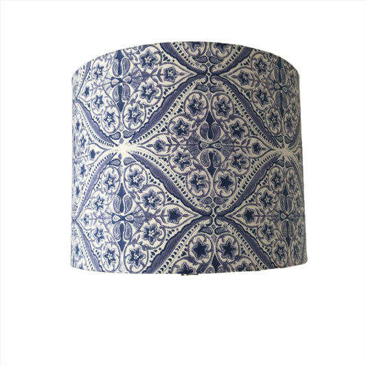 Blue and White Drum Shade