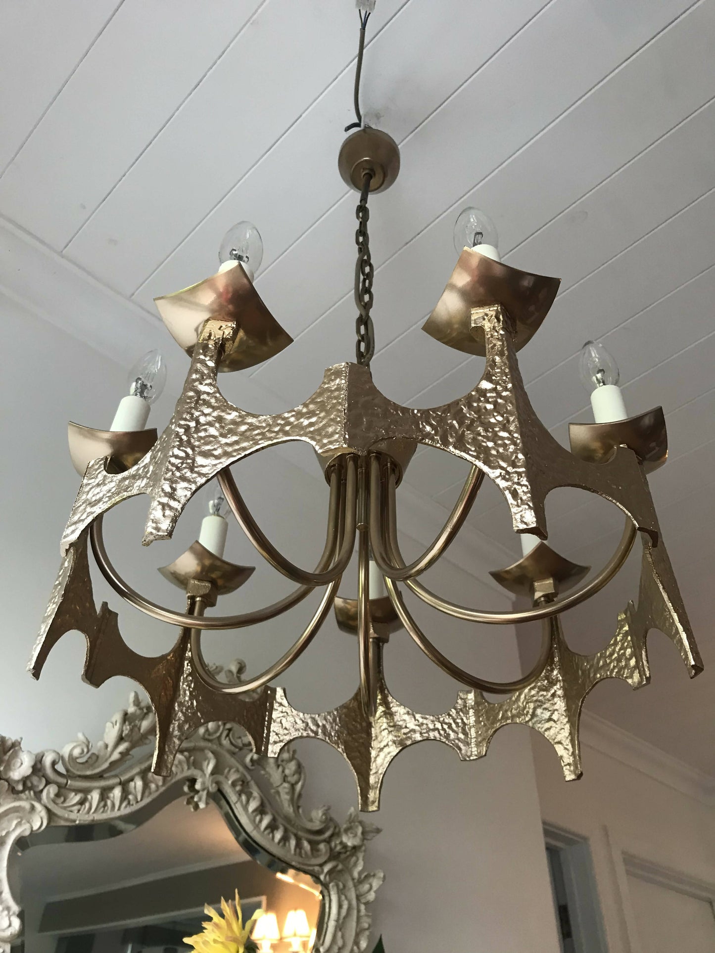 Gold Brutalist Chandelier