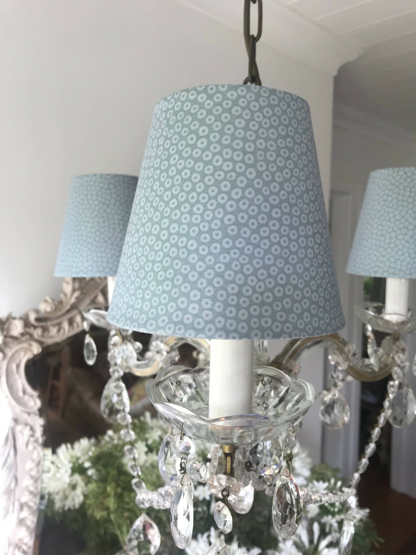 Blue Chintz clip on sconce shade