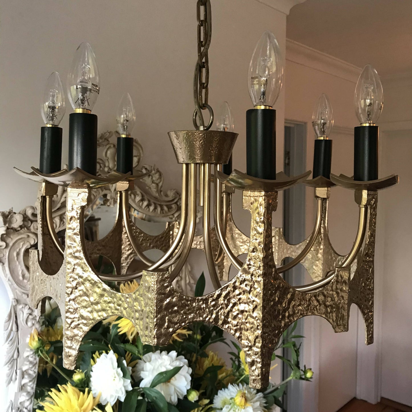 Gold Brutalist Chandelier