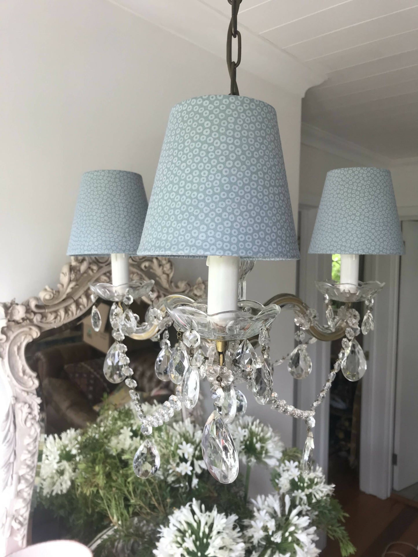 Blue Chintz clip on sconce shade